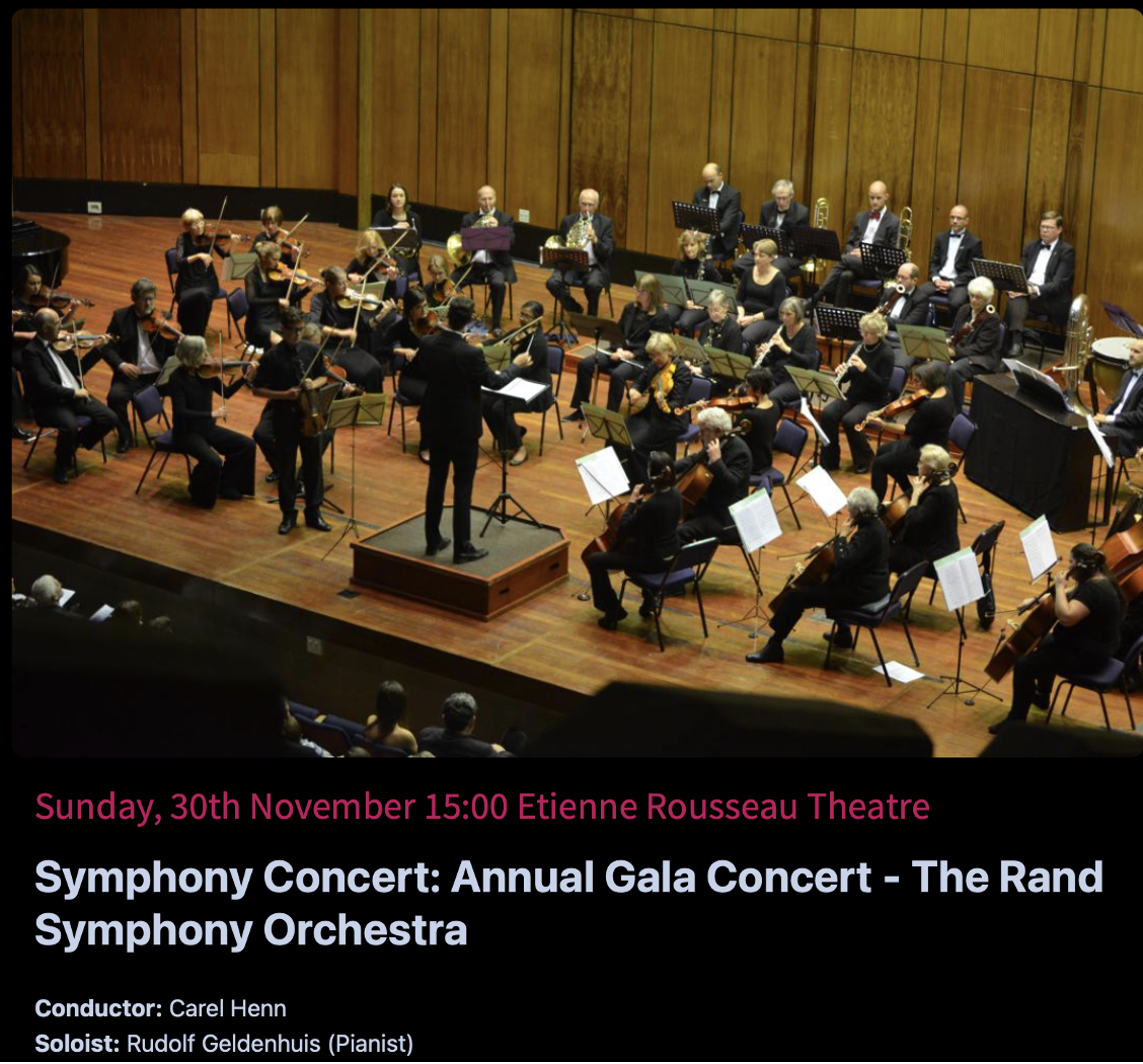 Symphony Concert: Annual Gala Concert – The Rand Symphony Orchestra Poster