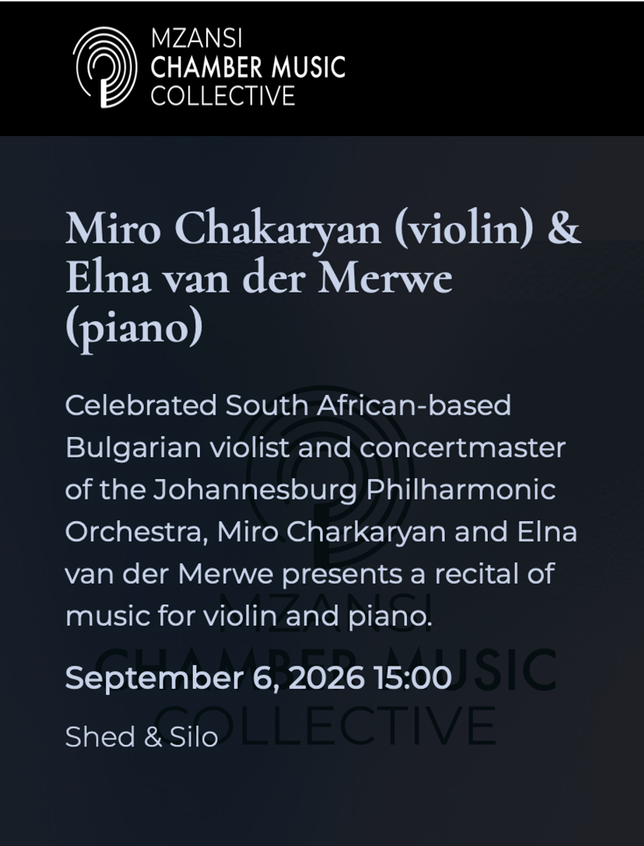 Miro Chakaryan (violin) & Elna van der Merwe (piano) Poster