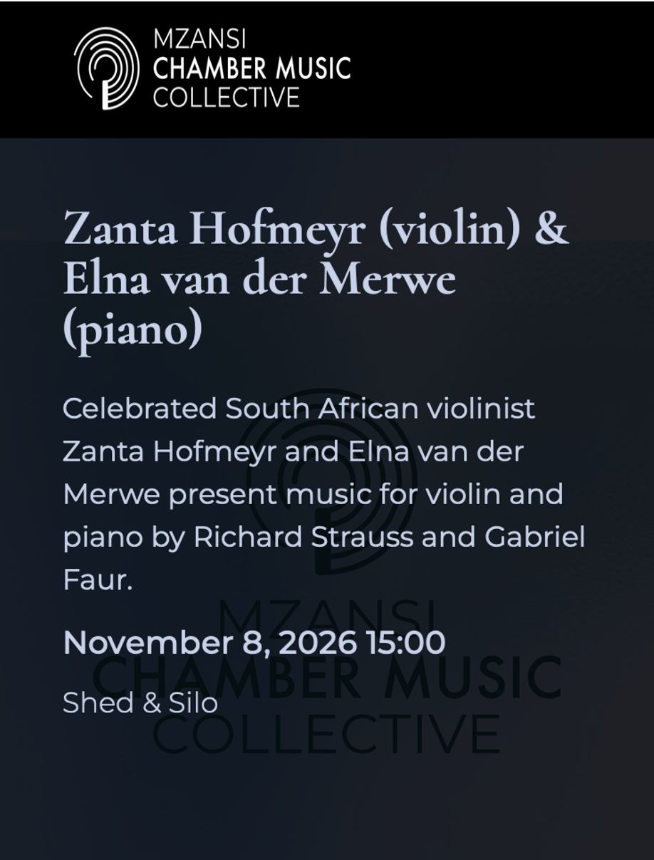Zanta Hofmeyr (violin) & Elna van der Merwe (piano) Poster