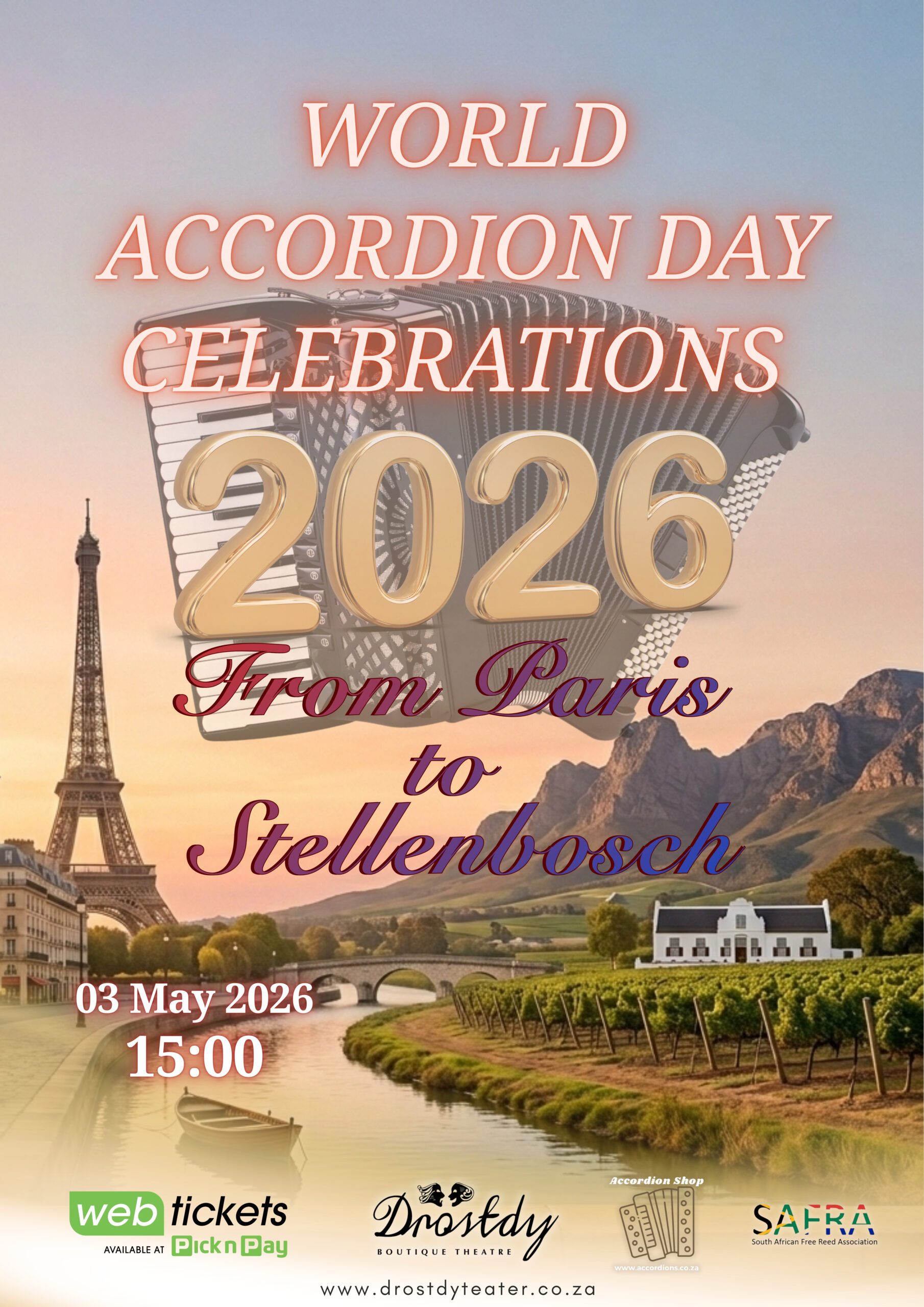 World Accordion Day Celebration 2026 – From Paris to Stellenbosch Poster