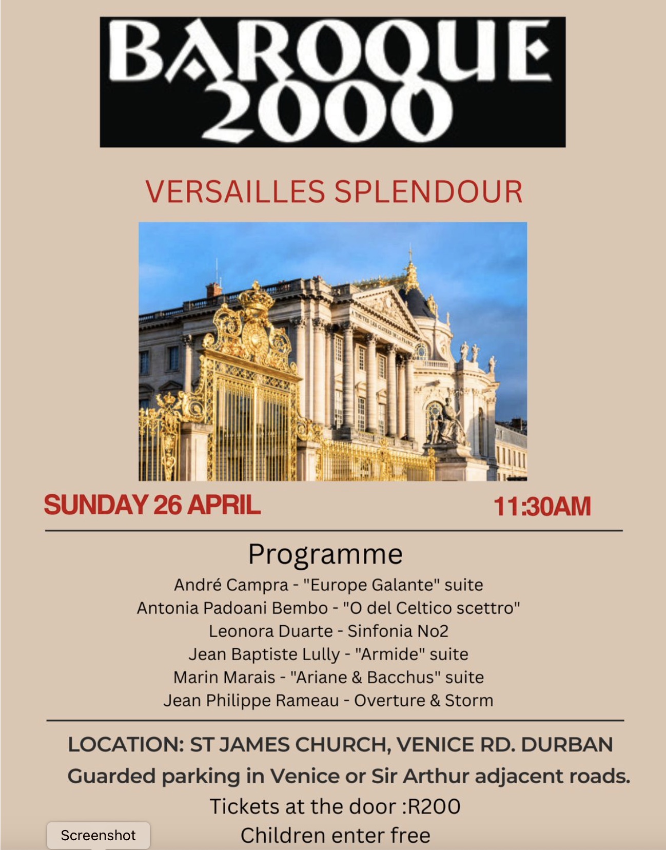 Baroque 2000 : Versailles Splendour Poster