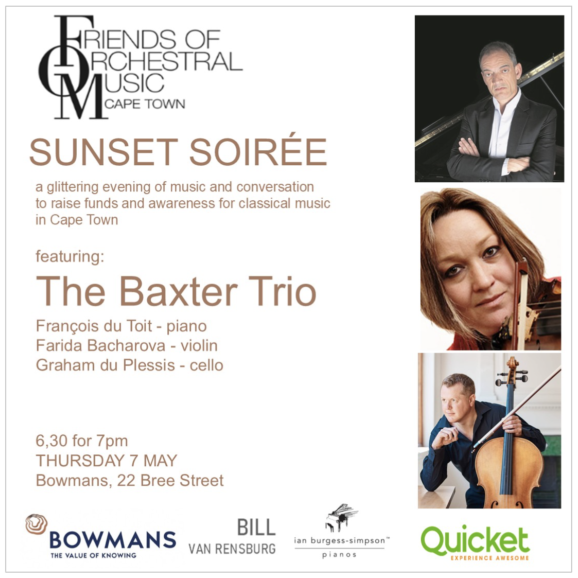 Sunset Soiree – The Baxter Trio Poster